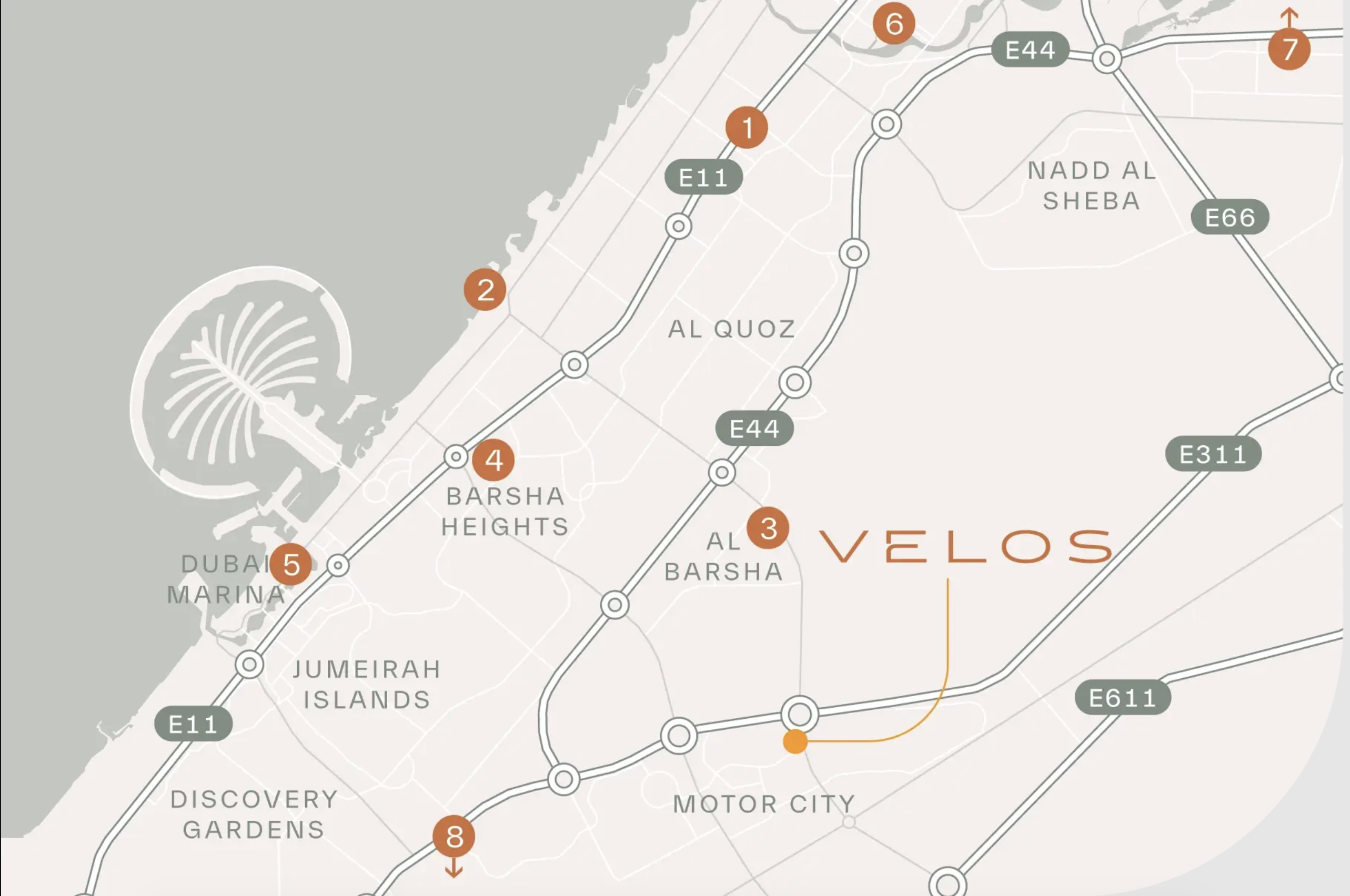 VELOS Residence Location Map, Motor City, Dubai